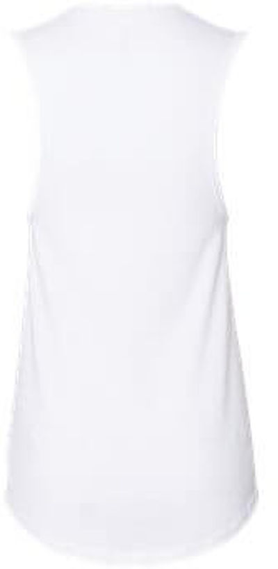 Am image of a Custom Bella and Canvas Ladies Jersey Muscle Tank in White!