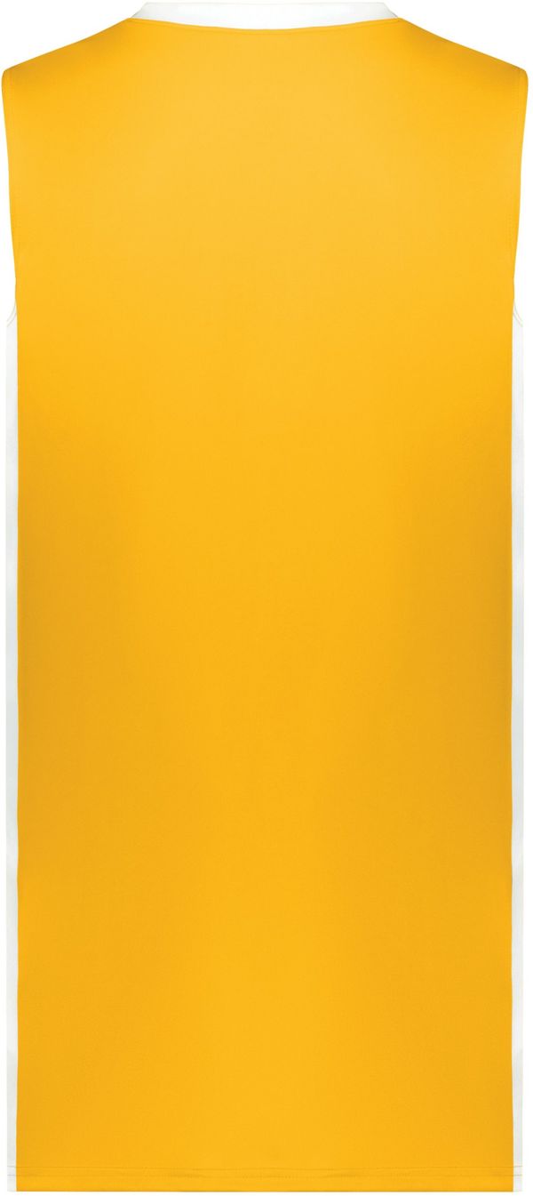 Am image of a Custom Augusta Match Up Basketball Jersey in Gold/White!