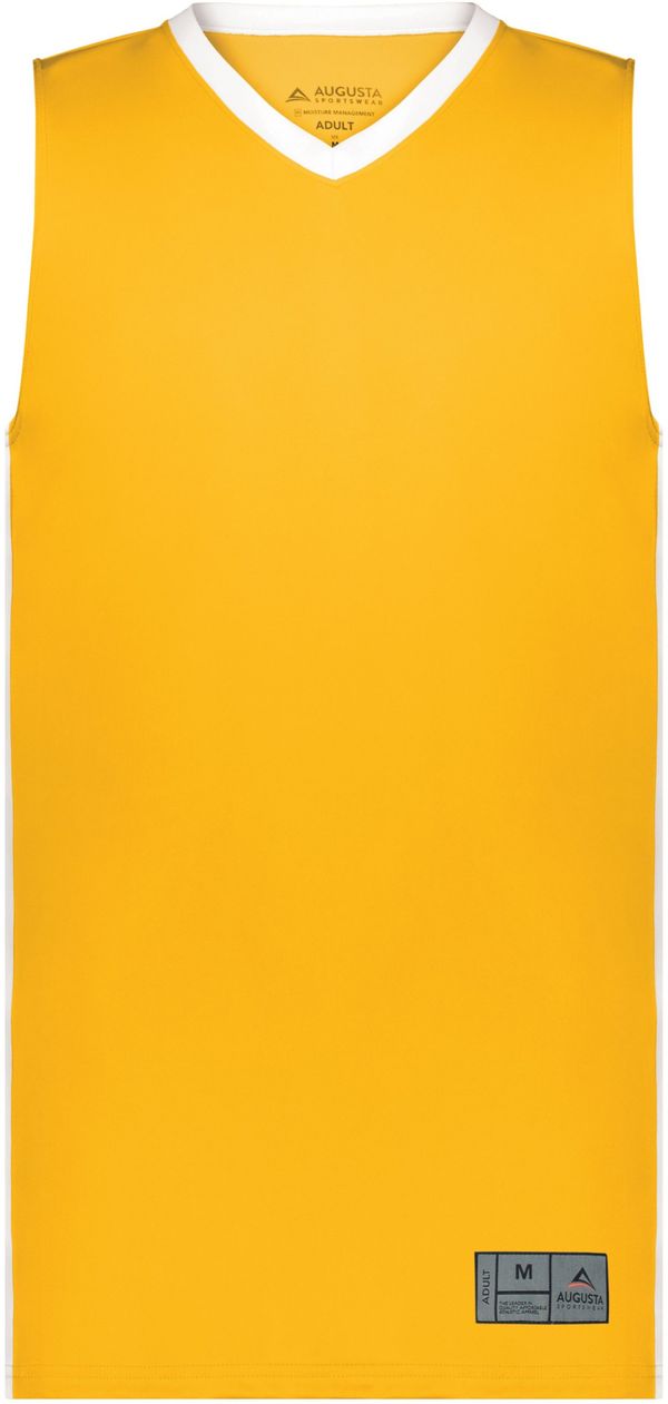 Am image of a Custom Augusta Match Up Basketball Jersey in Gold/White!