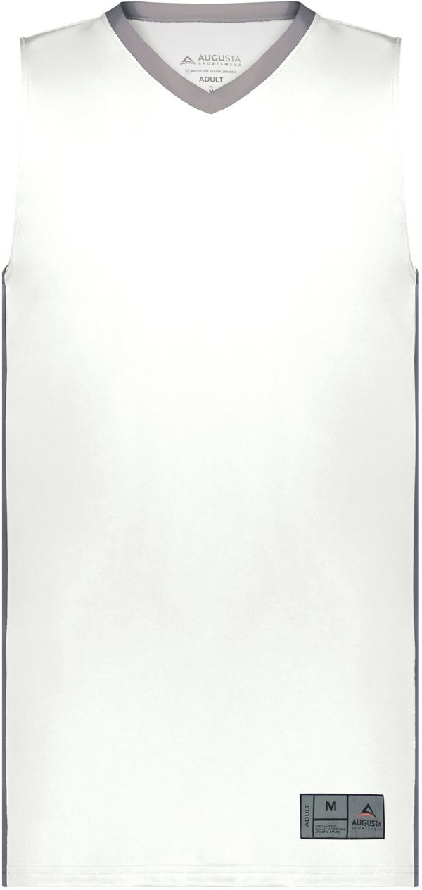 An image of a Custom Augusta Match Up Basketball Jersey in White/Graphite!