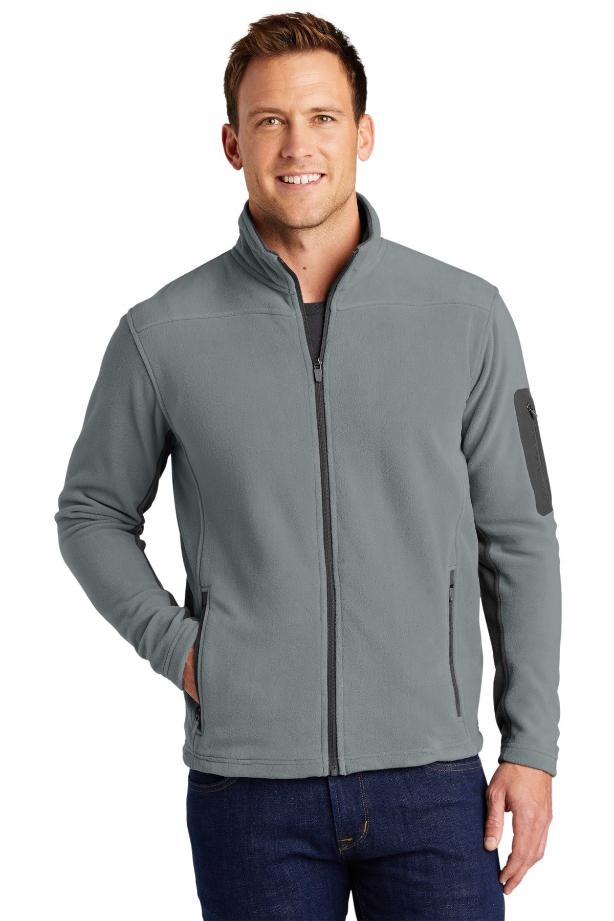 Port Authority Summit Fleece Full Zip Jacket in Frost Grey/Magnet