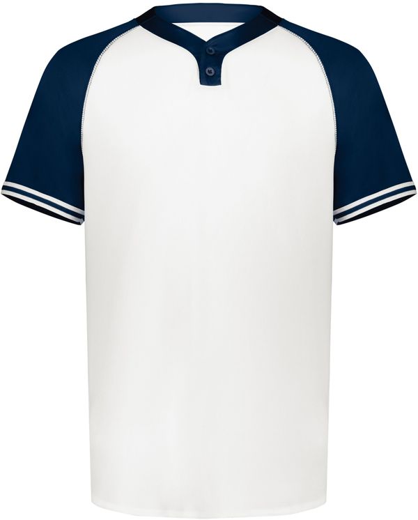 Am image of a Custom Augusta Cutter Plus Henley Jersey in White/Navy!