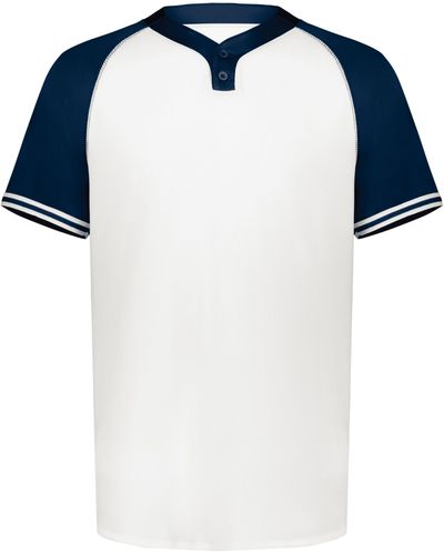 Am image of a Custom Augusta Cutter Plus Henley Jersey in White/Navy!