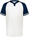 Am image of a Custom Augusta Cutter Plus Henley Jersey in White/Navy!