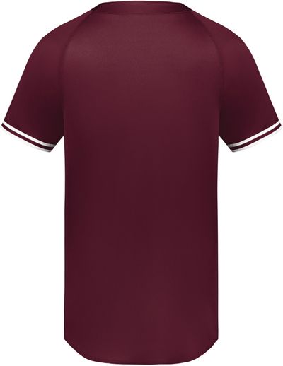 Am image of a Custom Augusta Cutter Plus Henley Jersey in Maroon/White!