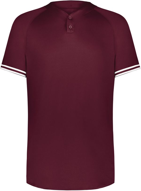 Am image of a Custom Augusta Cutter Plus Henley Jersey in Maroon/White!