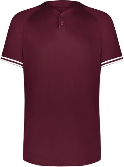 Am image of a Custom Augusta Cutter Plus Henley Jersey in Maroon/White!