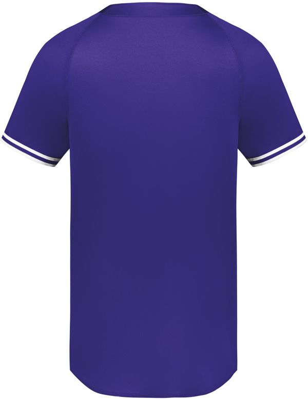 Am image of a Custom Augusta Cutter Plus Henley Jersey in Purple/White!