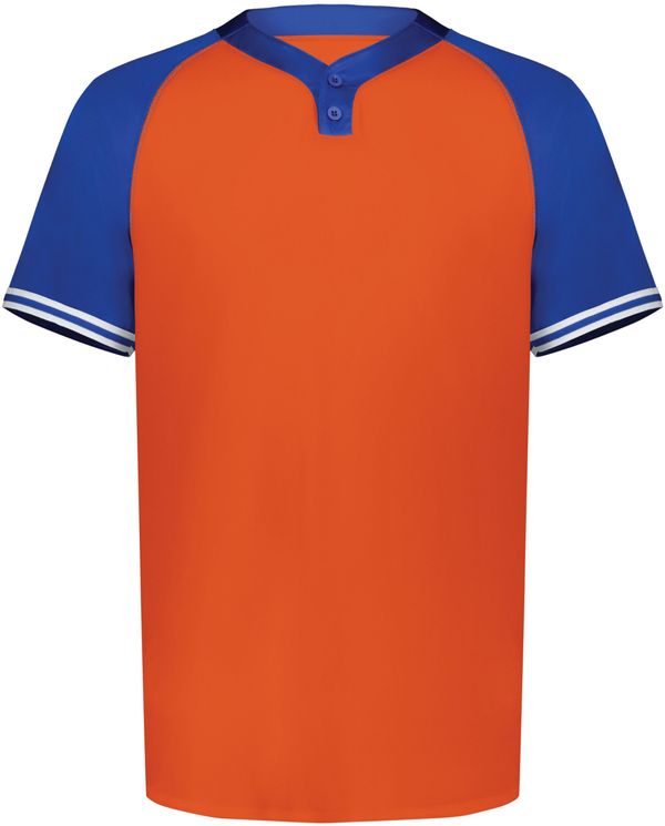 Am image of a Custom Augusta Cutter Plus Henley Jersey in Orange/Royal!