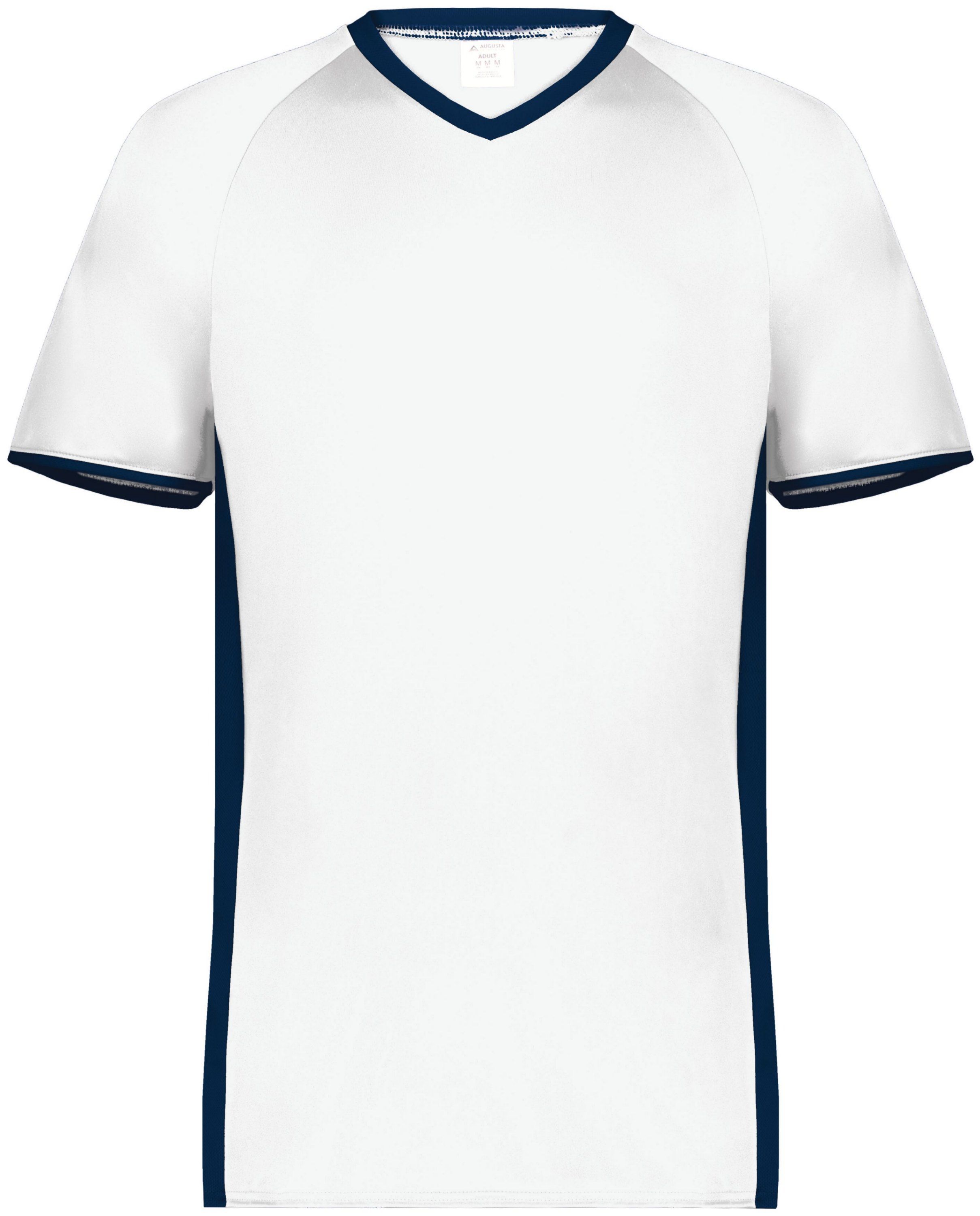 Augusta Cutter Plus V Neck Jersey in White/Navy