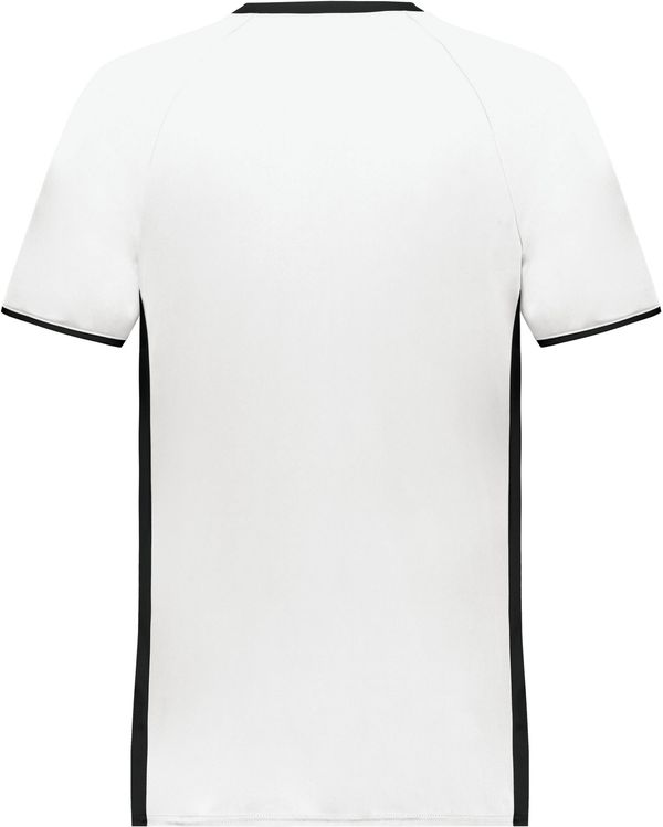 Am image of a Custom Augusta Cutter Plus V Neck Jersey in White/Black!