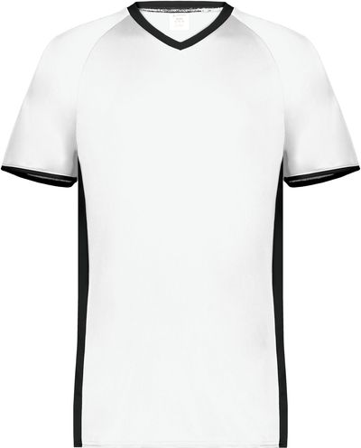 Am image of a Custom Augusta Cutter Plus V Neck Jersey in White/Black!