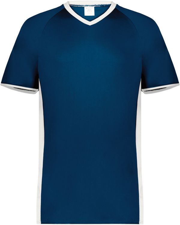 An image of a Custom Augusta Cutter Plus V Neck Jersey in Navy/White!