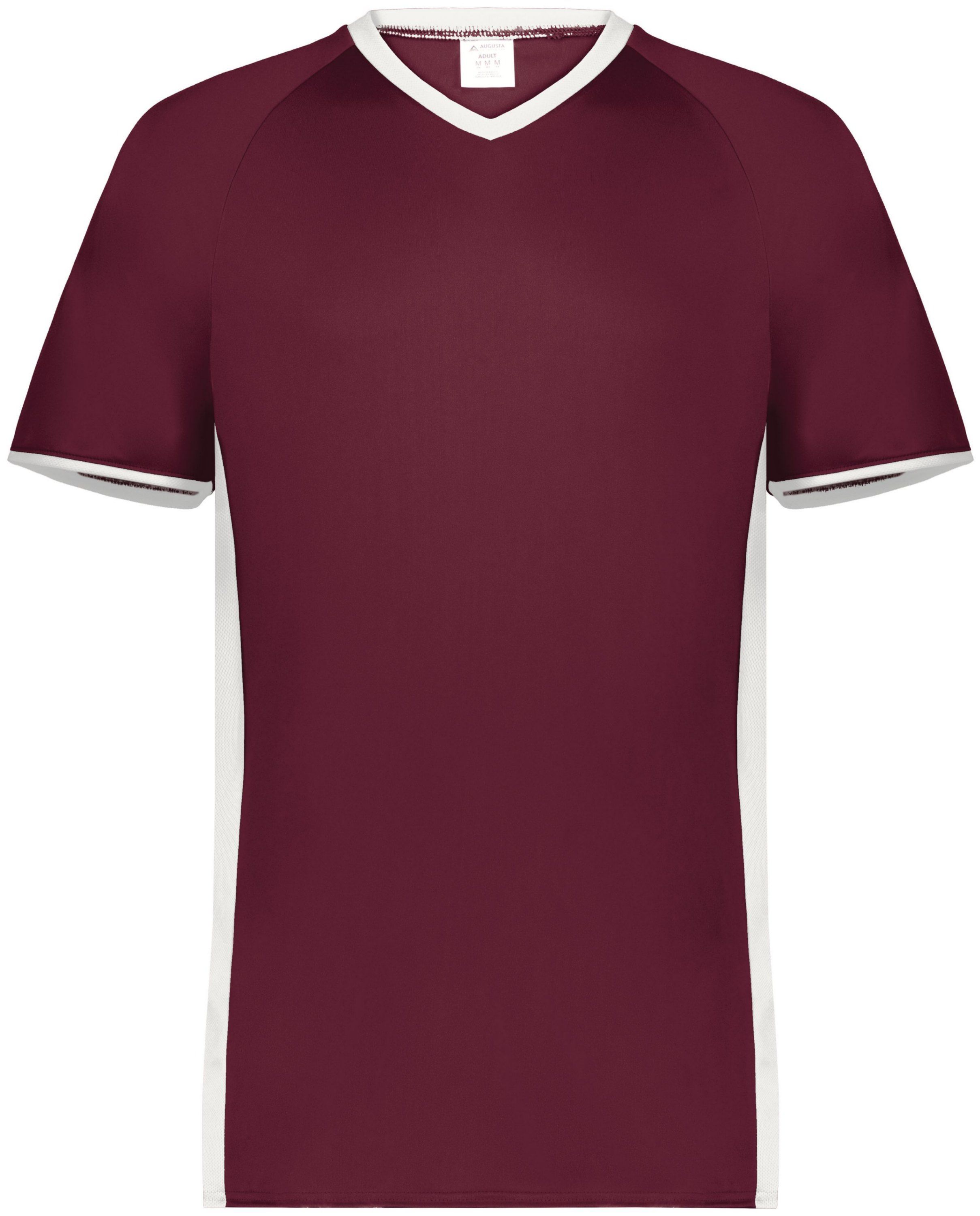 Augusta Cutter Plus V Neck Jersey in Maroon/White