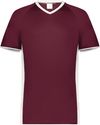 Am image of a Custom Augusta Cutter Plus V Neck Jersey in Maroon/White!