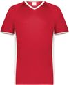 An image of a Custom Augusta Cutter Plus V Neck Jersey in Scarlet/White!