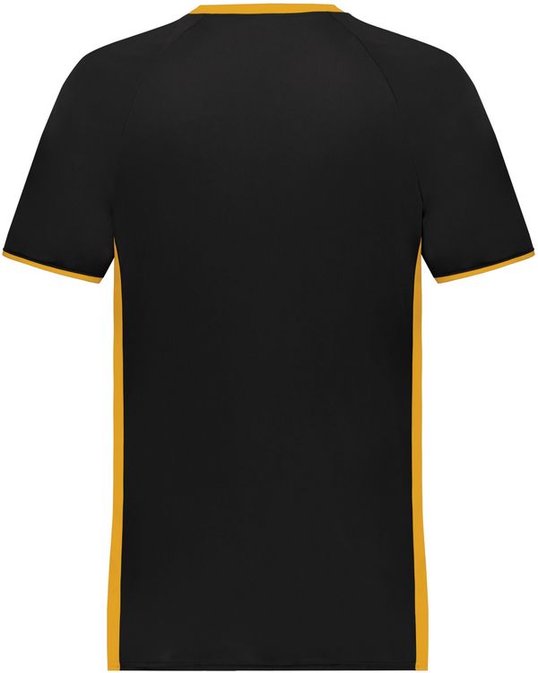 Am image of a Custom Augusta Cutter Plus V Neck Jersey in Black/Gold!