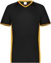 Am image of a Custom Augusta Cutter Plus V Neck Jersey in Black/Gold!
