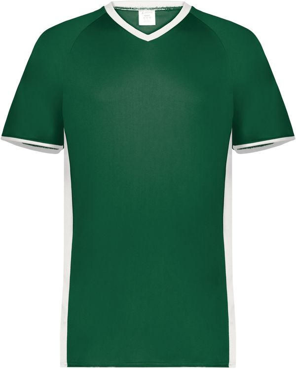 Am image of a Custom Augusta Cutter Plus V Neck Jersey in Dark Green/White!