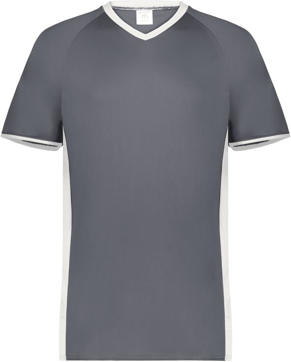 Am image of a Custom Augusta Cutter Plus V Neck Jersey in Graphite/White!