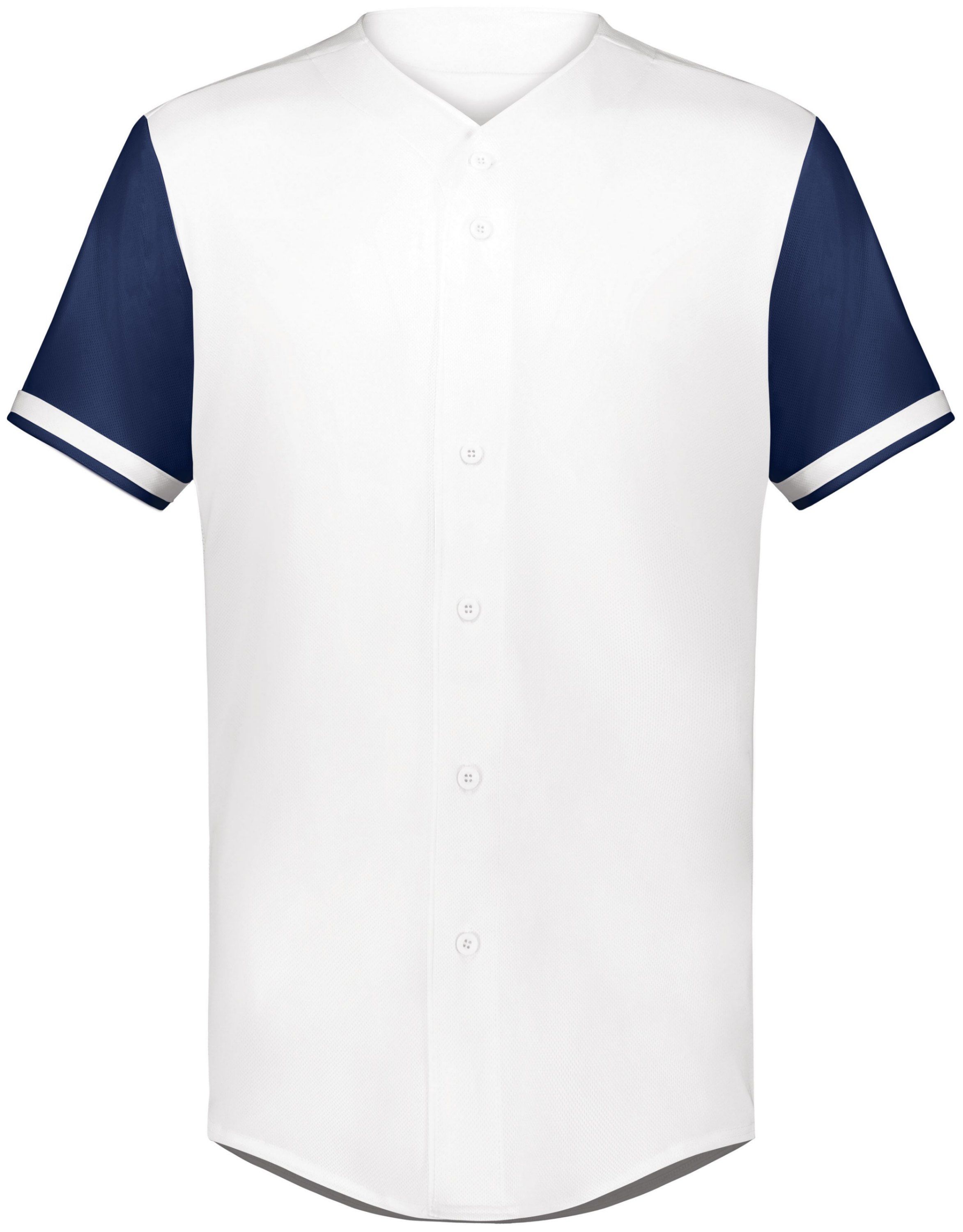 Augusta Cutter Plus Full Button Baseball Jersey in White/Navy