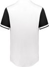 Am image of a Custom Augusta Cutter Plus Full Button Baseball Jersey in White/Black!