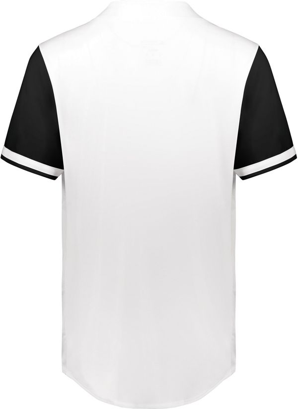 Am image of a Custom Augusta Youth Cutter Plus Full Button Baseball Jersey in White/Black!