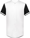 Am image of a Custom Augusta Cutter Plus Full Button Baseball Jersey in White/Black!