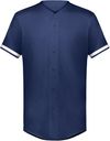 Am image of a Custom Augusta Cutter Plus Full Button Baseball Jersey in Navy/White!