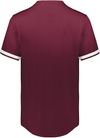Am image of a Custom Augusta Youth Cutter Plus Full Button Baseball Jersey in Maroon/White!