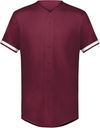Am image of a Custom Augusta Youth Cutter Plus Full Button Baseball Jersey in Maroon/White!