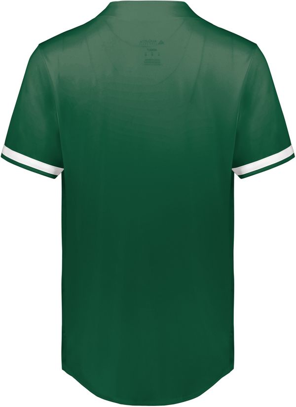 Am image of a Custom Augusta Cutter Plus Full Button Baseball Jersey in Dark Green/White!