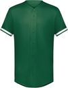 Am image of a Custom Augusta Youth Cutter Plus Full Button Baseball Jersey in Dark Green/White!
