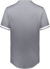 Am image of a Custom Augusta Cutter Plus Full Button Baseball Jersey in Graphite/White!