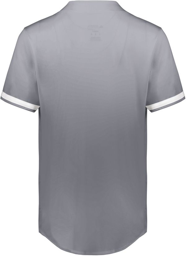 Am image of a Custom Augusta Youth Cutter Plus Full Button Baseball Jersey in Graphite/White!