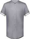 Am image of a Custom Augusta Cutter Plus Full Button Baseball Jersey in Graphite/White!