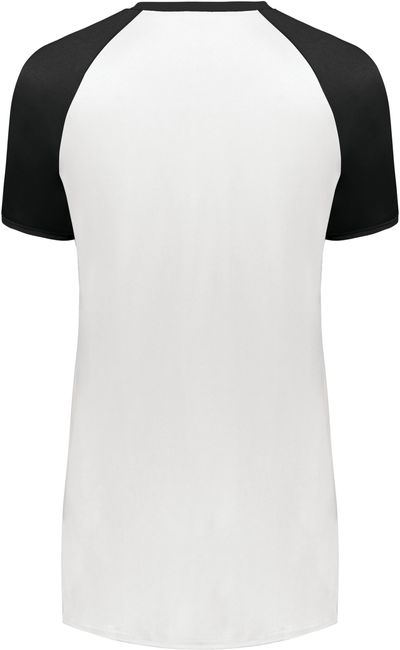 Am image of a Custom Augusta Ladies Cutter Plus V Neck Jersey in White/Black!