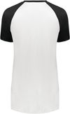 Am image of a Custom Augusta Ladies Cutter Plus V Neck Jersey in White/Black!