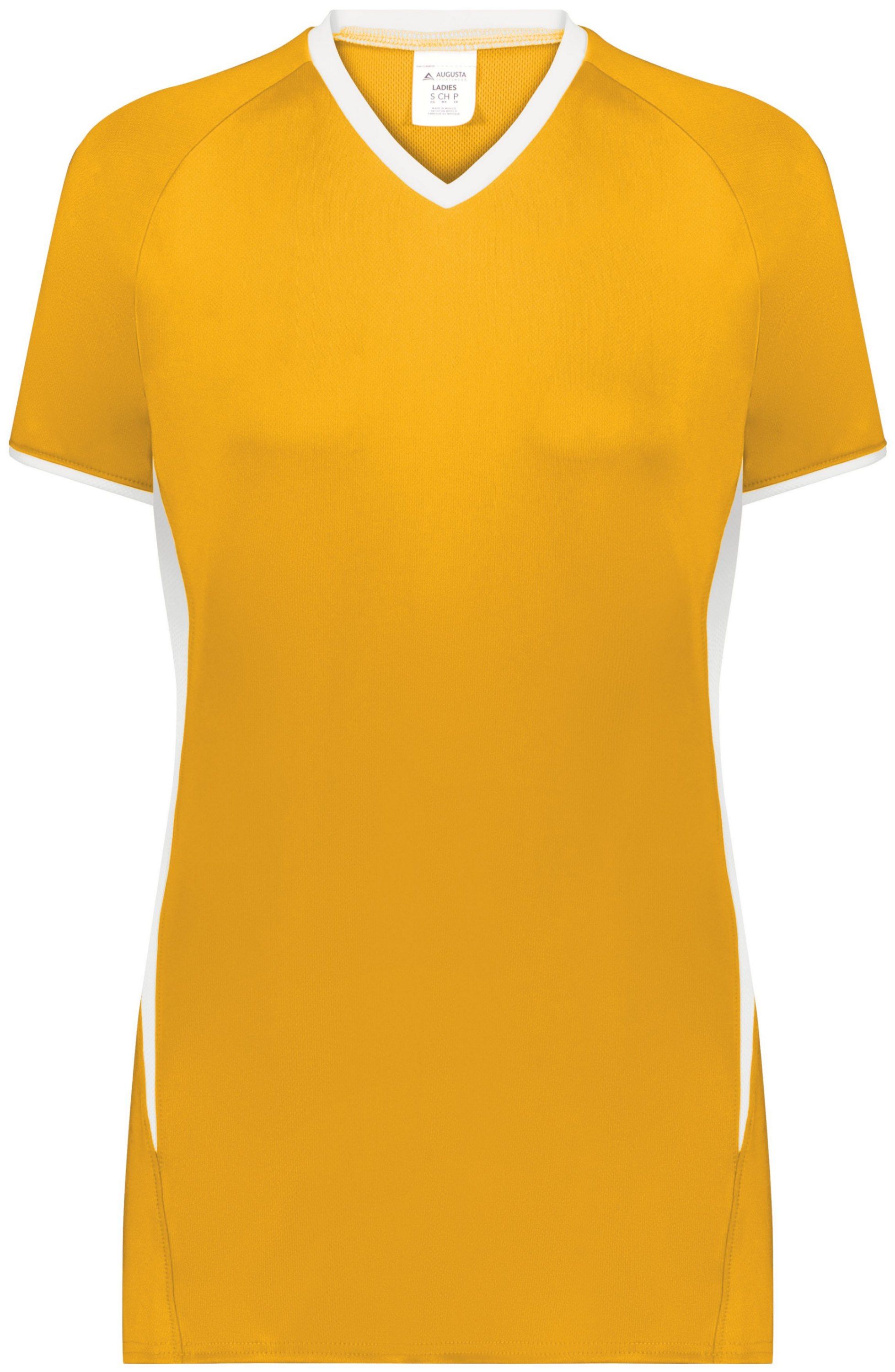 Augusta Ladies Cutter Plus V Neck Jersey in Gold/White