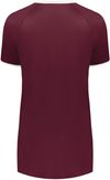 Am image of a Custom Augusta Ladies Cutter Plus V Neck Jersey in Maroon/White!