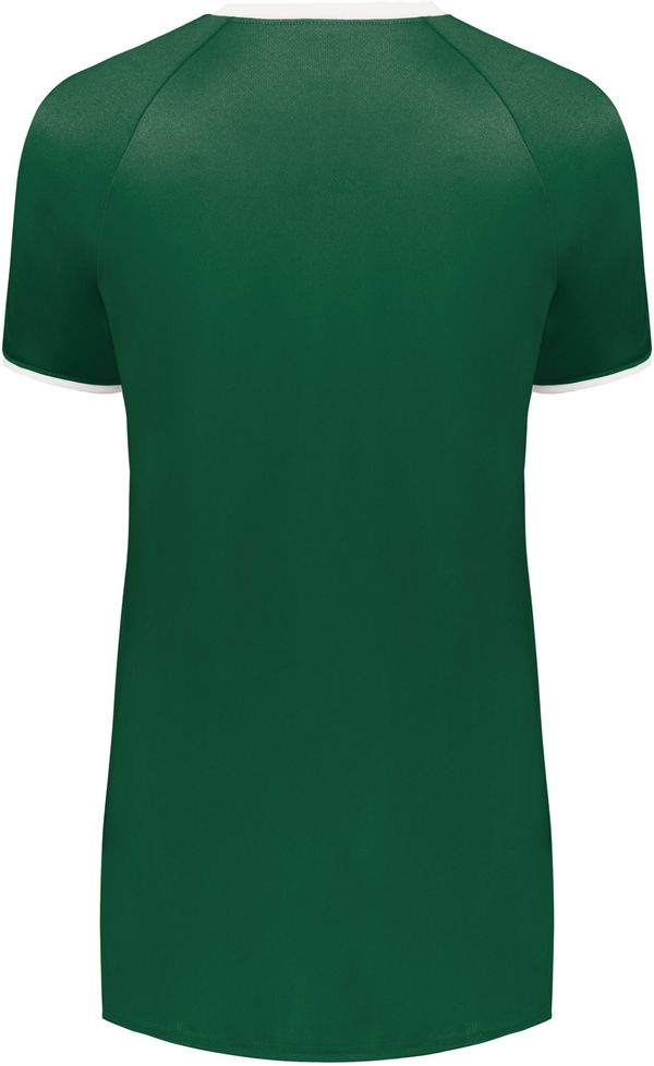 Am image of a Custom Augusta Ladies Cutter Plus V Neck Jersey in Dark Green/White!