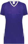 Am image of a Custom Augusta Ladies Cutter Plus V Neck Jersey in Purple/White!