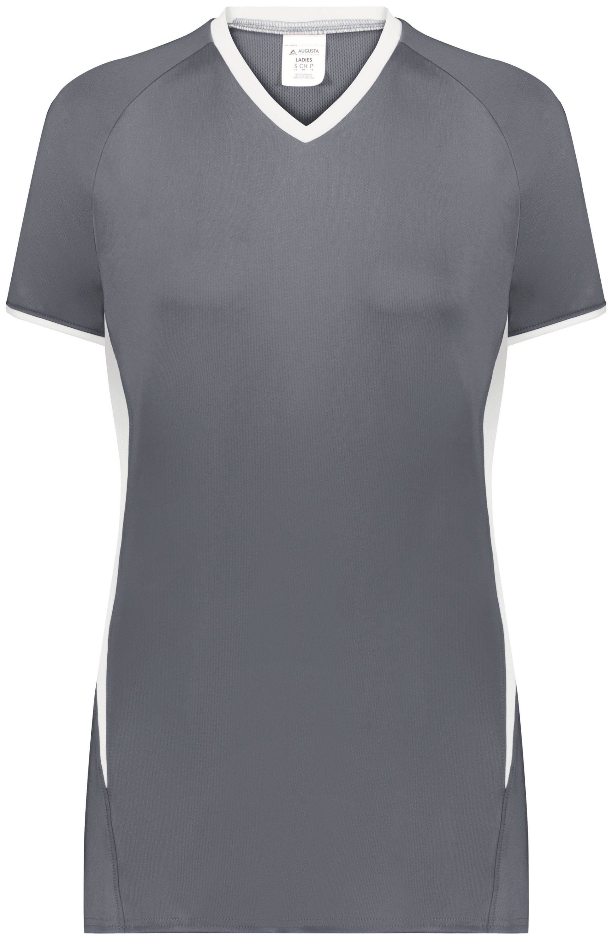 Augusta Ladies Cutter Plus V Neck Jersey in Graphite/White
