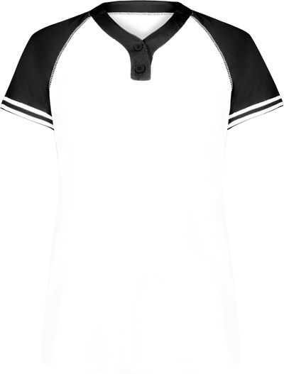 Am image of a Custom Augusta Ladies Cutter Plus Henley Jersey in White/Black!