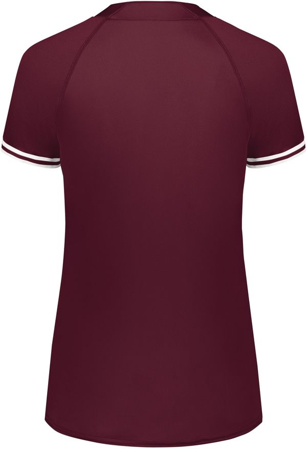 Am image of a Custom Augusta Ladies Cutter Plus Henley Jersey in Maroon/White!