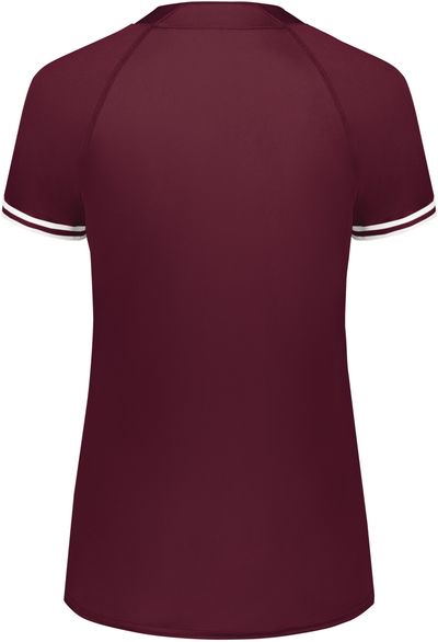 Am image of a Custom Augusta Ladies Cutter Plus Henley Jersey in Maroon/White!