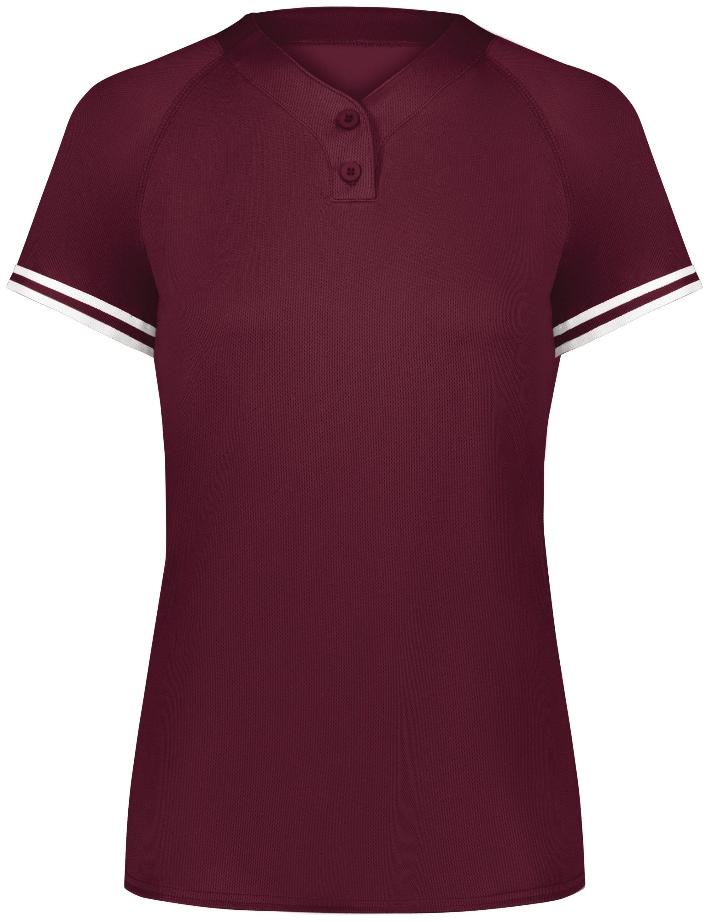 Augusta Ladies Cutter Plus Henley Jersey in Maroon/White