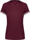 Am image of a Custom Augusta Ladies Cutter Plus Henley Jersey in Maroon/White!