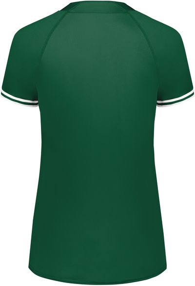 Am image of a Custom Augusta Ladies Cutter Plus Henley Jersey in Dark Green/White!