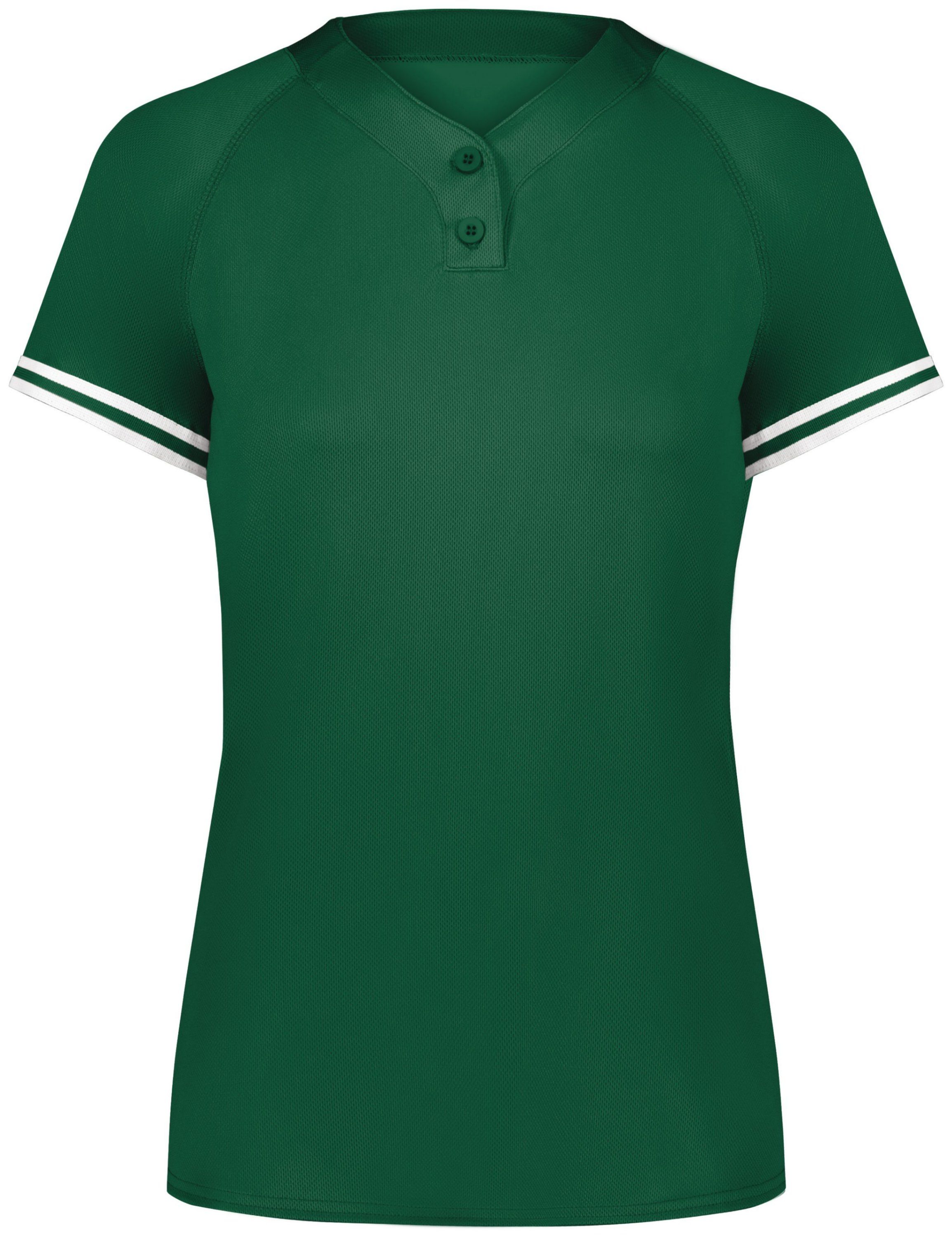 Augusta Ladies Cutter Plus Henley Jersey in Dark Green/White